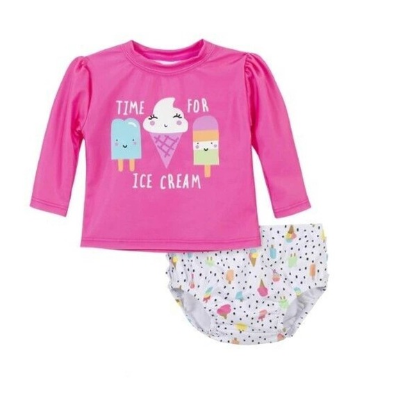 Gerber 2-Piece Baby & Toddler Girls Ice Cream Dreams Swim Bottom & Rash Guard - Picture 1 of 3